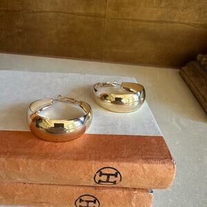 Gold Thick Hoop Earrings- trendy chic fashion accessories modern Europe
